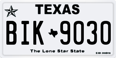TX license plate BIK9030