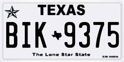 TX license plate BIK9375