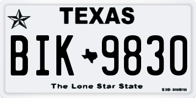 TX license plate BIK9830