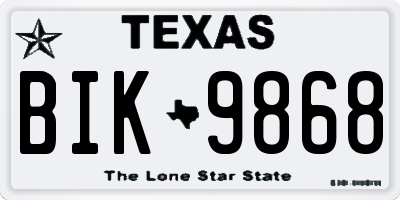 TX license plate BIK9868