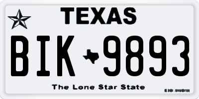TX license plate BIK9893