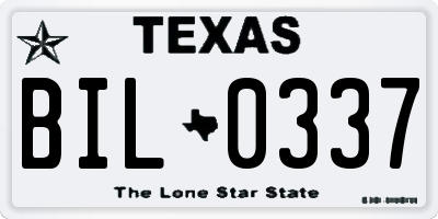 TX license plate BIL0337