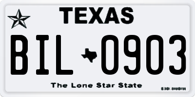 TX license plate BIL0903