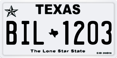 TX license plate BIL1203