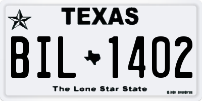 TX license plate BIL1402
