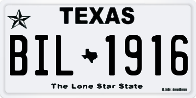 TX license plate BIL1916