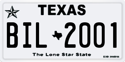 TX license plate BIL2001