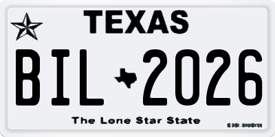 TX license plate BIL2026