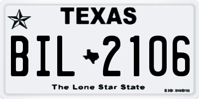 TX license plate BIL2106