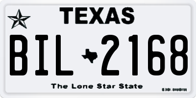 TX license plate BIL2168