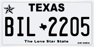 TX license plate BIL2205