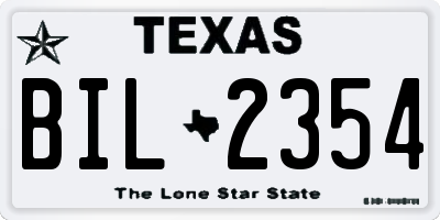 TX license plate BIL2354