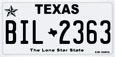 TX license plate BIL2363
