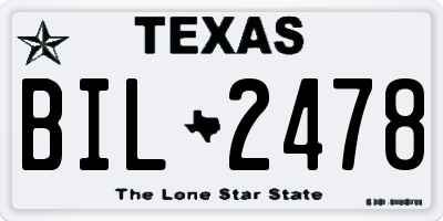 TX license plate BIL2478