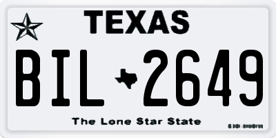 TX license plate BIL2649