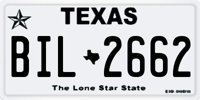 TX license plate BIL2662