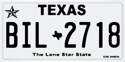 TX license plate BIL2718