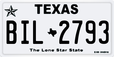 TX license plate BIL2793