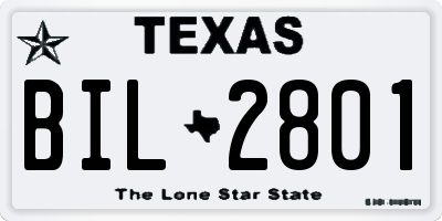 TX license plate BIL2801