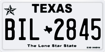 TX license plate BIL2845