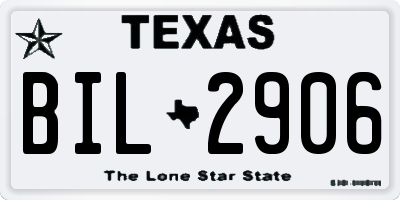 TX license plate BIL2906