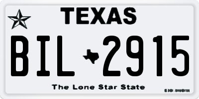 TX license plate BIL2915