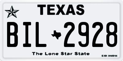 TX license plate BIL2928