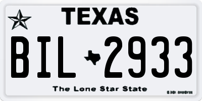 TX license plate BIL2933