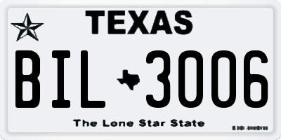 TX license plate BIL3006
