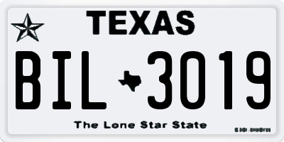 TX license plate BIL3019