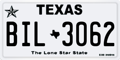 TX license plate BIL3062