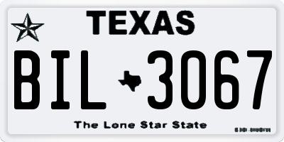 TX license plate BIL3067