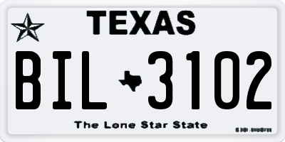 TX license plate BIL3102