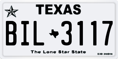 TX license plate BIL3117
