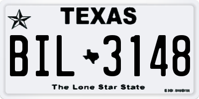 TX license plate BIL3148
