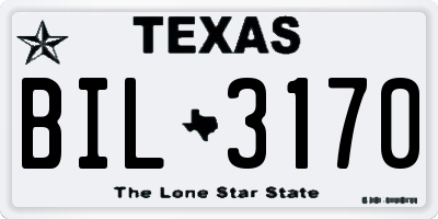 TX license plate BIL3170