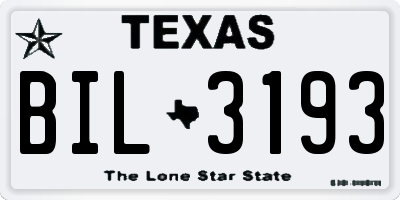 TX license plate BIL3193