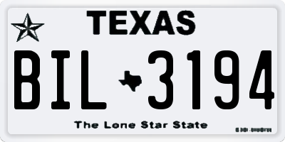 TX license plate BIL3194