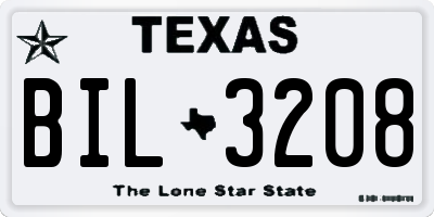 TX license plate BIL3208