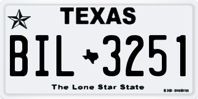 TX license plate BIL3251