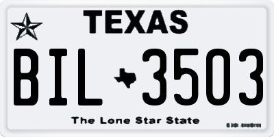 TX license plate BIL3503