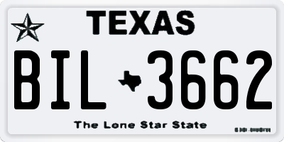 TX license plate BIL3662