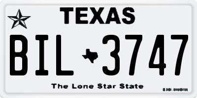 TX license plate BIL3747