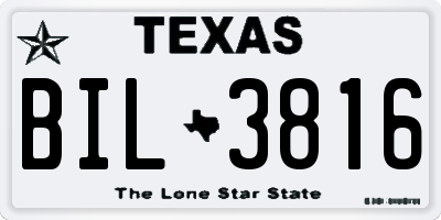 TX license plate BIL3816