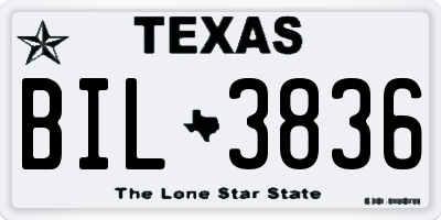 TX license plate BIL3836