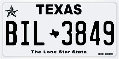 TX license plate BIL3849