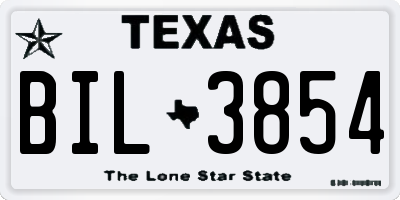 TX license plate BIL3854