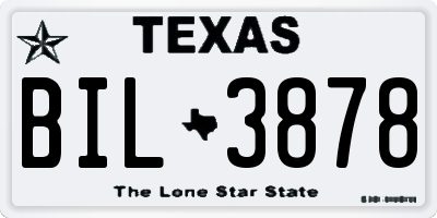 TX license plate BIL3878
