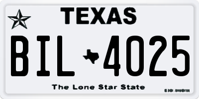 TX license plate BIL4025