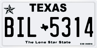 TX license plate BIL5314